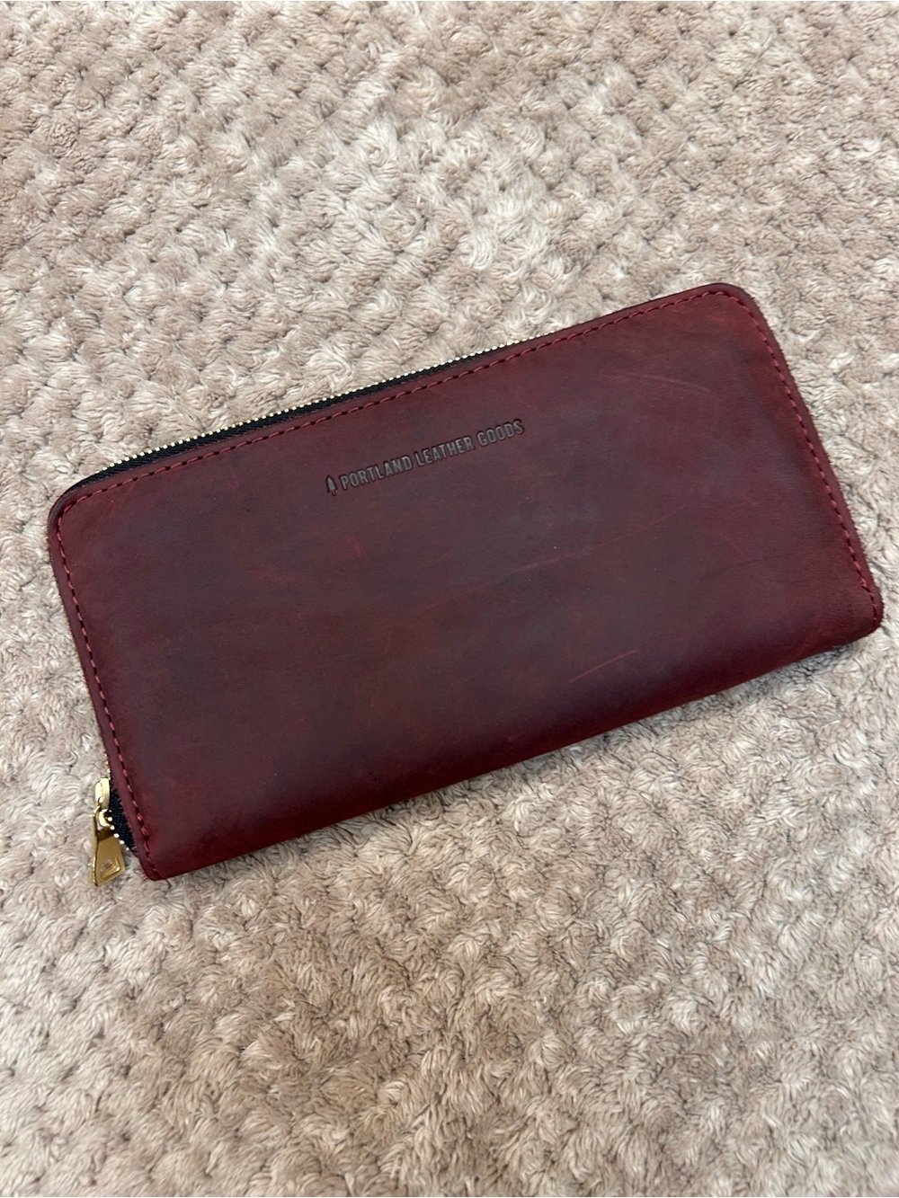 Portland Leather Goods Accordion Zip Wallet in Merlot